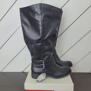 NWT Style & Co Maliaa Womens Black Wide Calf Riding Knee Boots Size 8.5